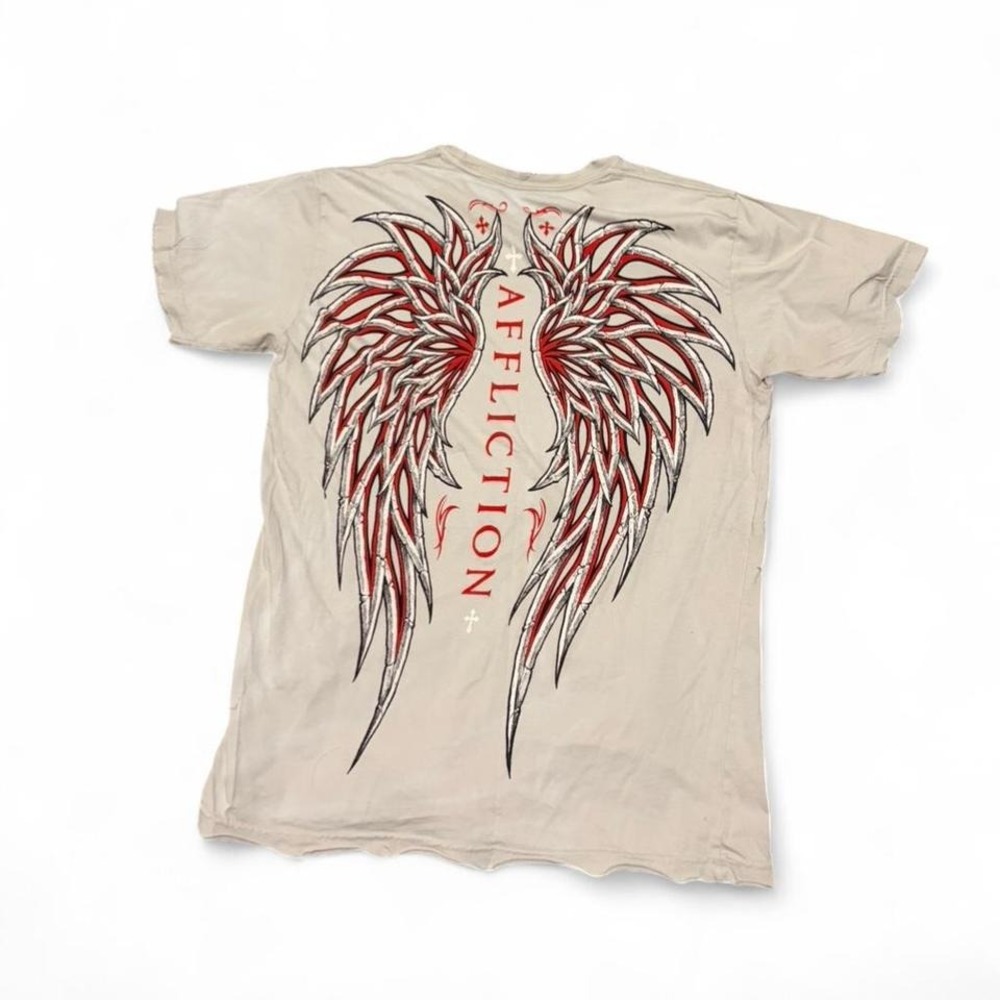 Affliction white red cross wings Size L - Picture 8 of 8